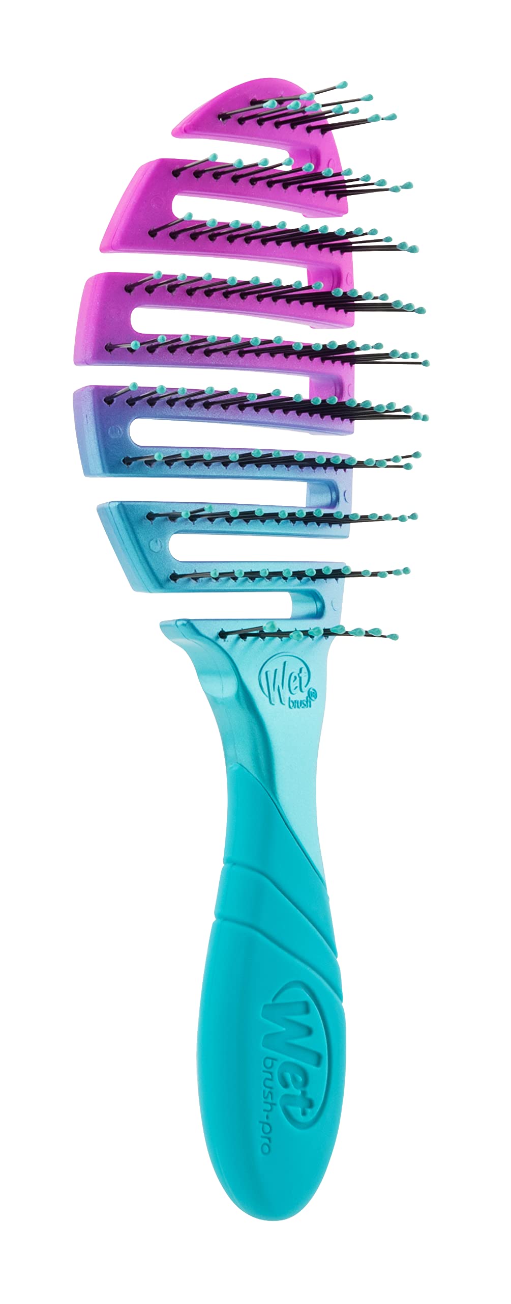 Brosse Wet Brush Pro Flex Dry ombre bleu-vert légère et facile à transporter.