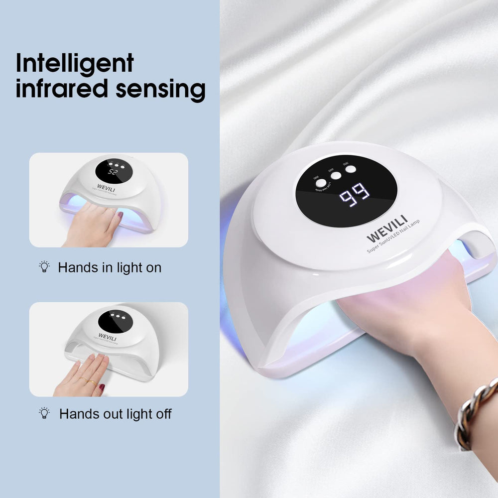 WEVILI lámpara UV para uñas 72W, sensor infrarrojo activo