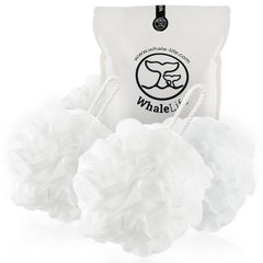 WhaleLife esponja lufa para cuerpo, pack de 4, ideal para ducha diaria.