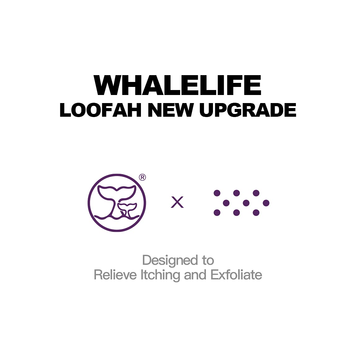 WhaleLife Esponja de lufa doble capa negra, pack de 4 para cuidado corporal diario.