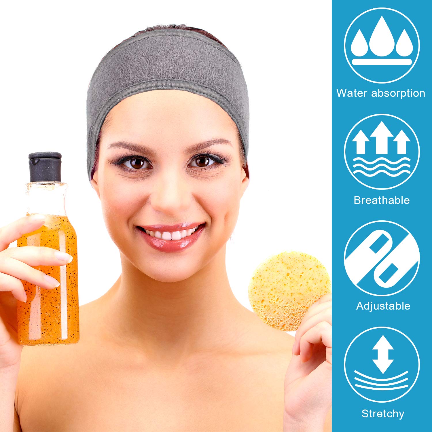 Whaline banda de spa para cuidado facial, piel suave y uso diario