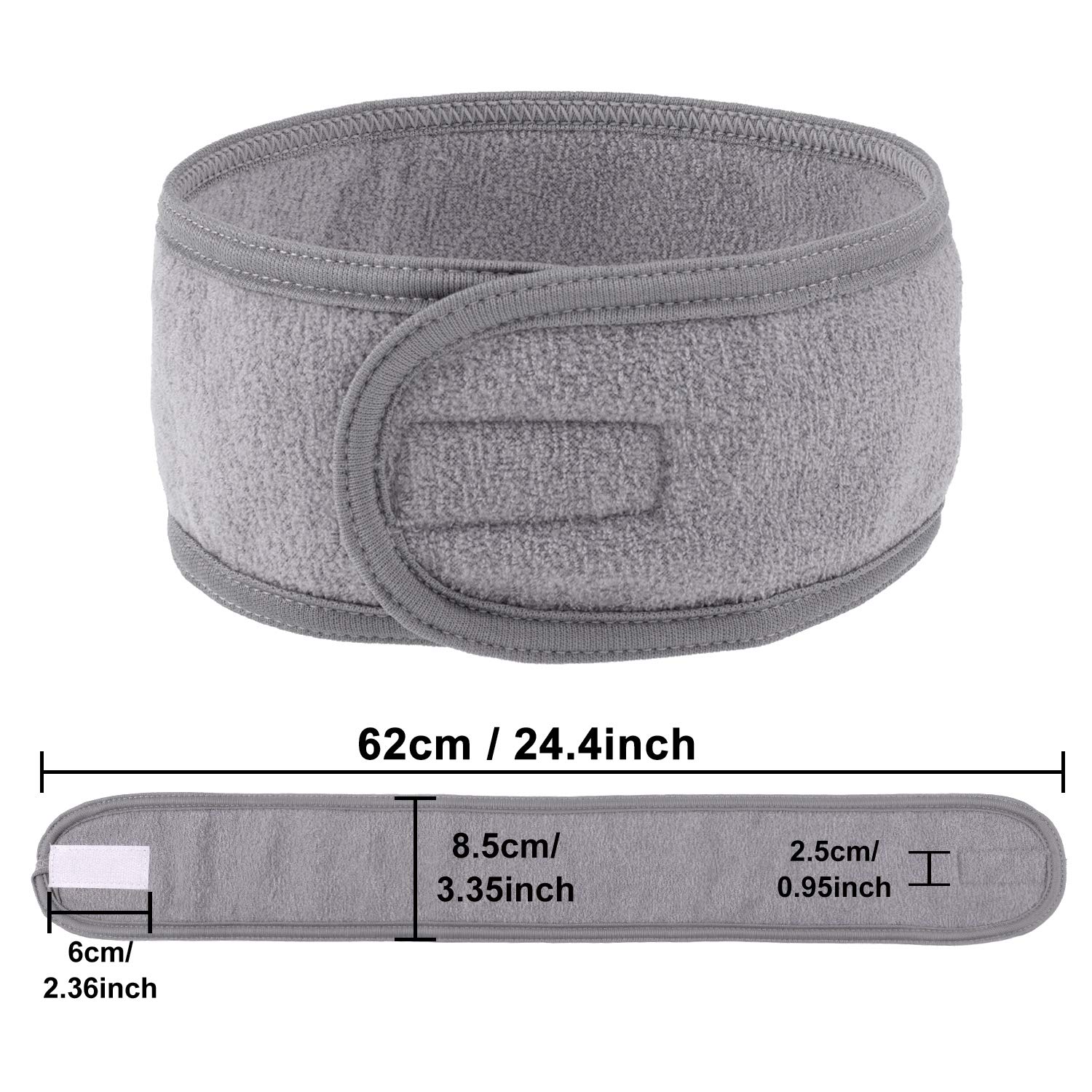 Whaline banda spa gris para uso diario y cuidado facial, absorbente y cómoda
