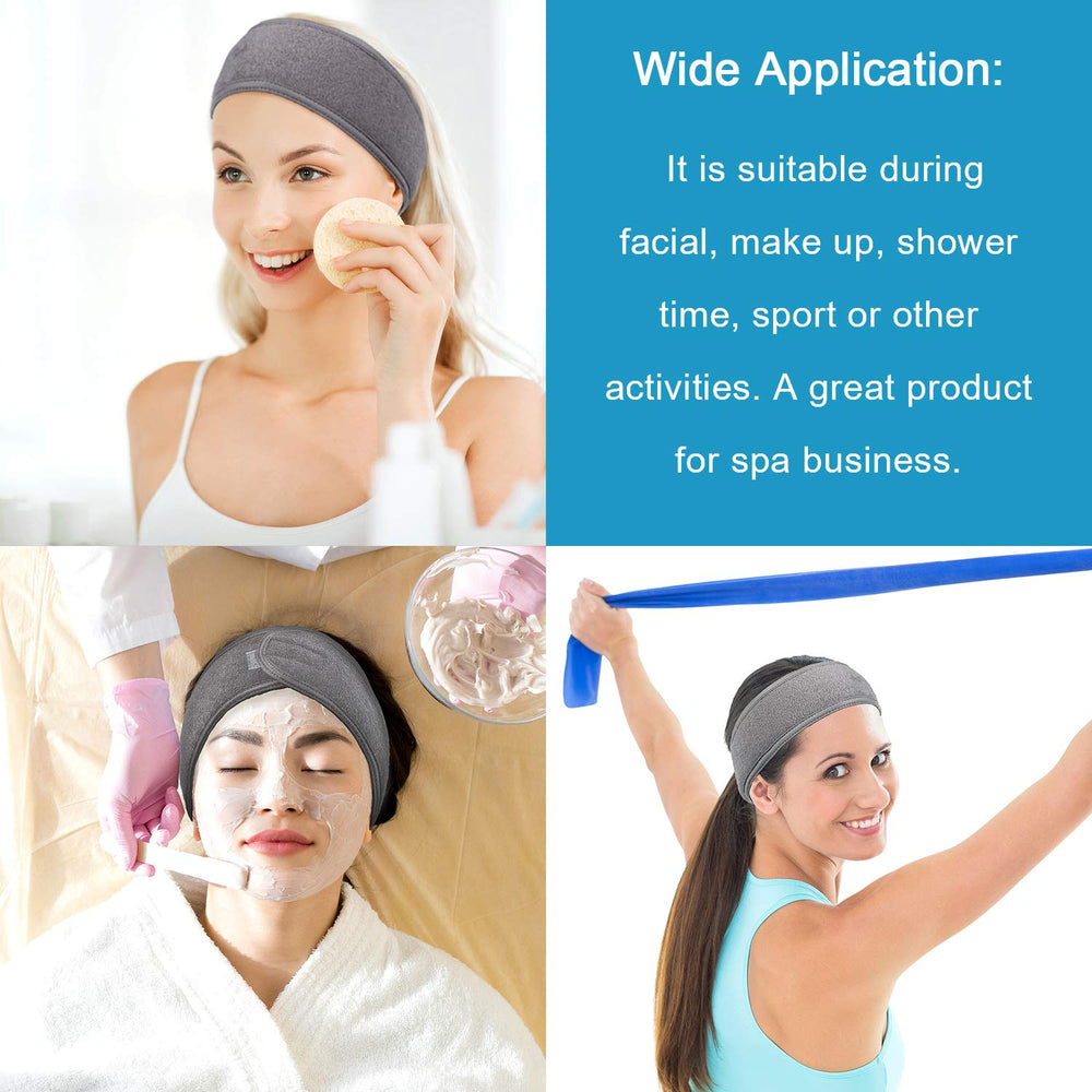Whaline set de 4 bandas para la cabeza, spa gris, opción práctica para negocio de spa