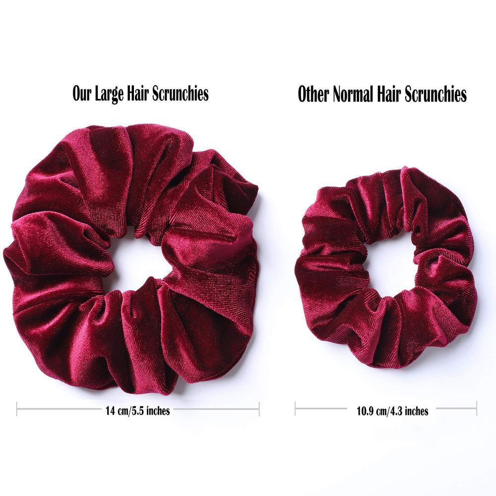 Scrunchie Whaline de terciopelo rojo frijol para cabellos medios o gruesos