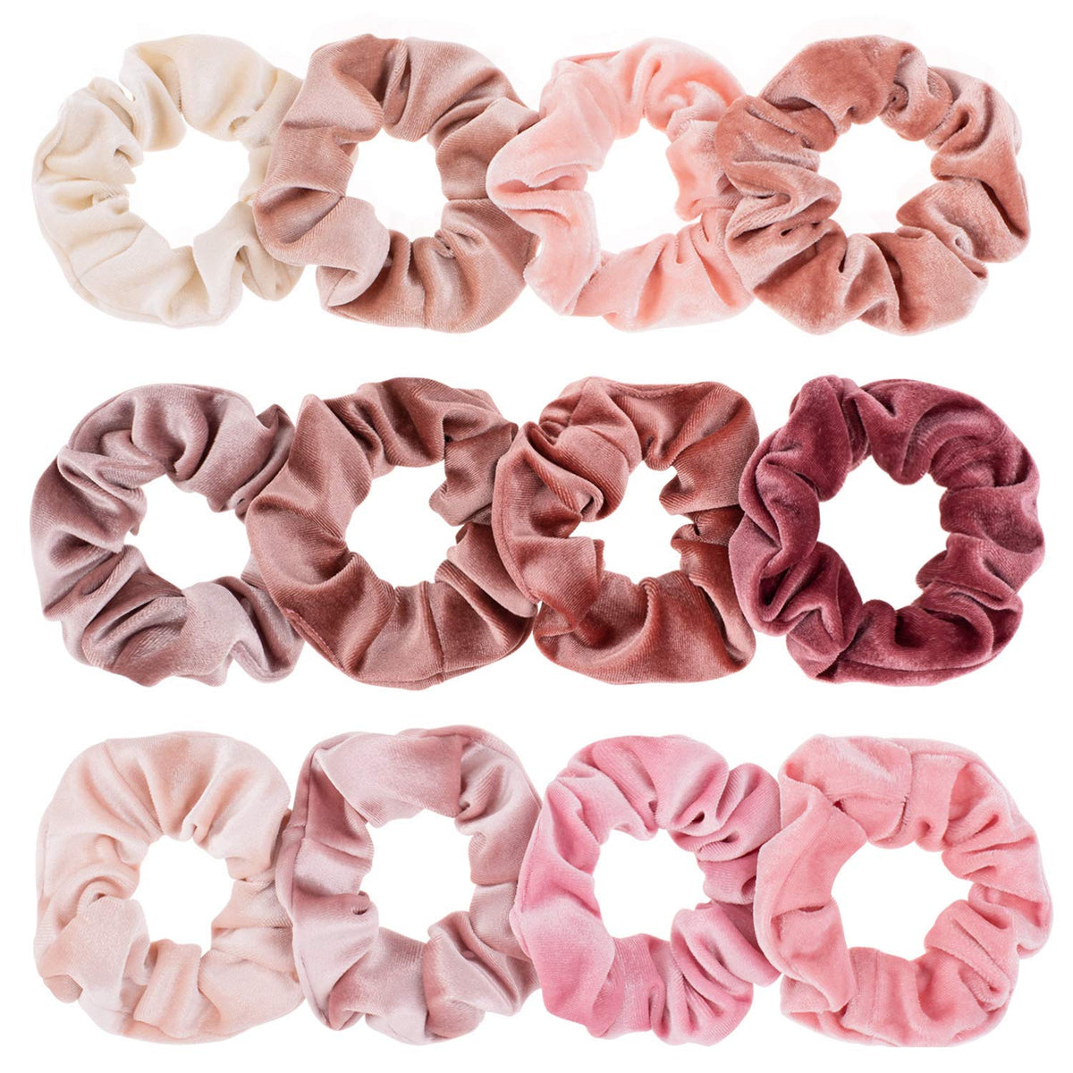 Whaline coleteros de terciopelo rosa, 12 piezas para uso diario y estilo suave.