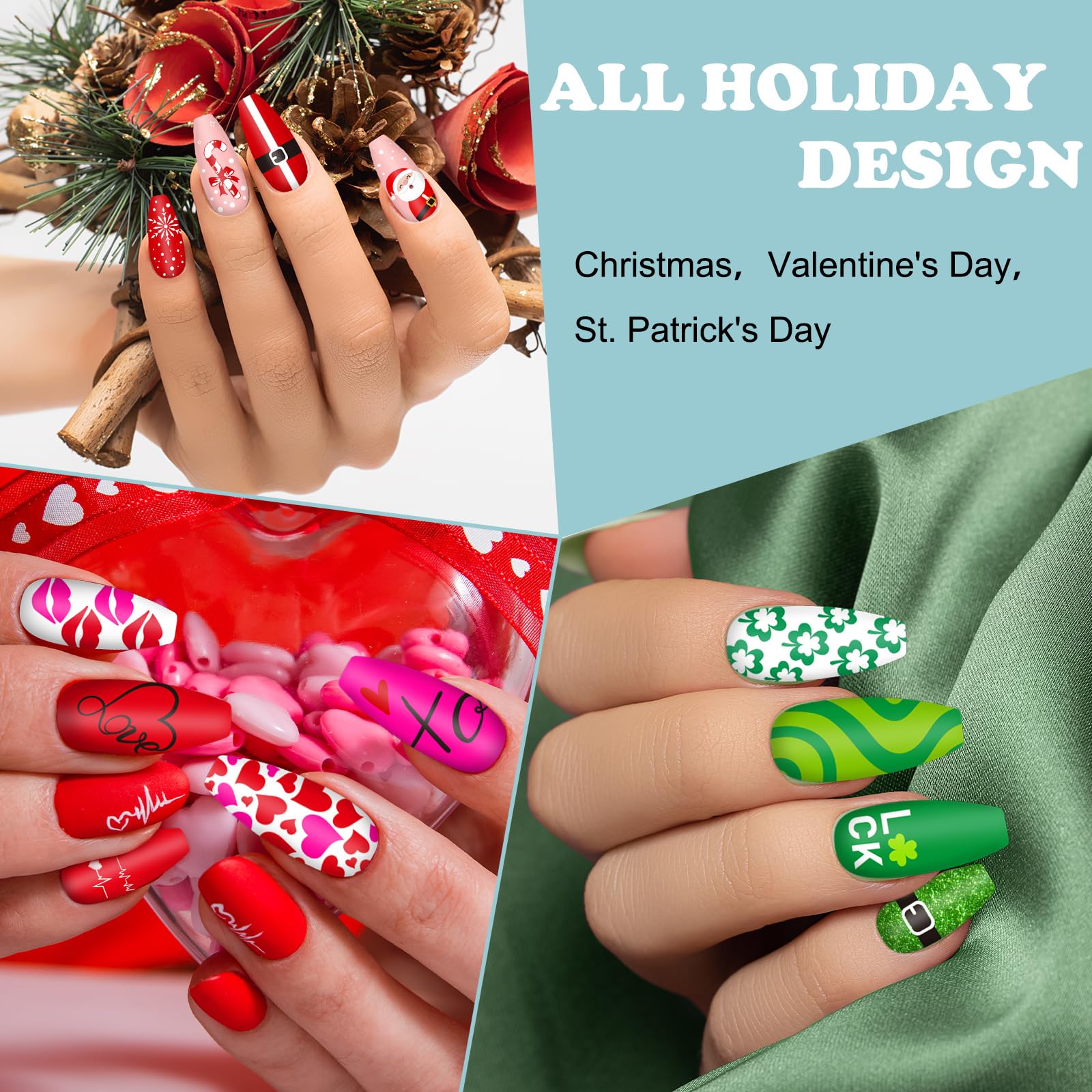 Whaline placas de uñas con San Patricio y tréboles para suerte.