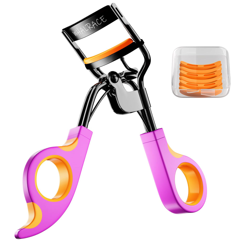 Whalrace rizador de pestañas naranja-purpura para un rizo duradero