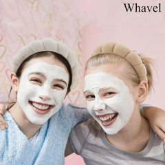 WHAVEL banda spa para cabello color marrón, absorbente y suave durante la rutina de cuidado.