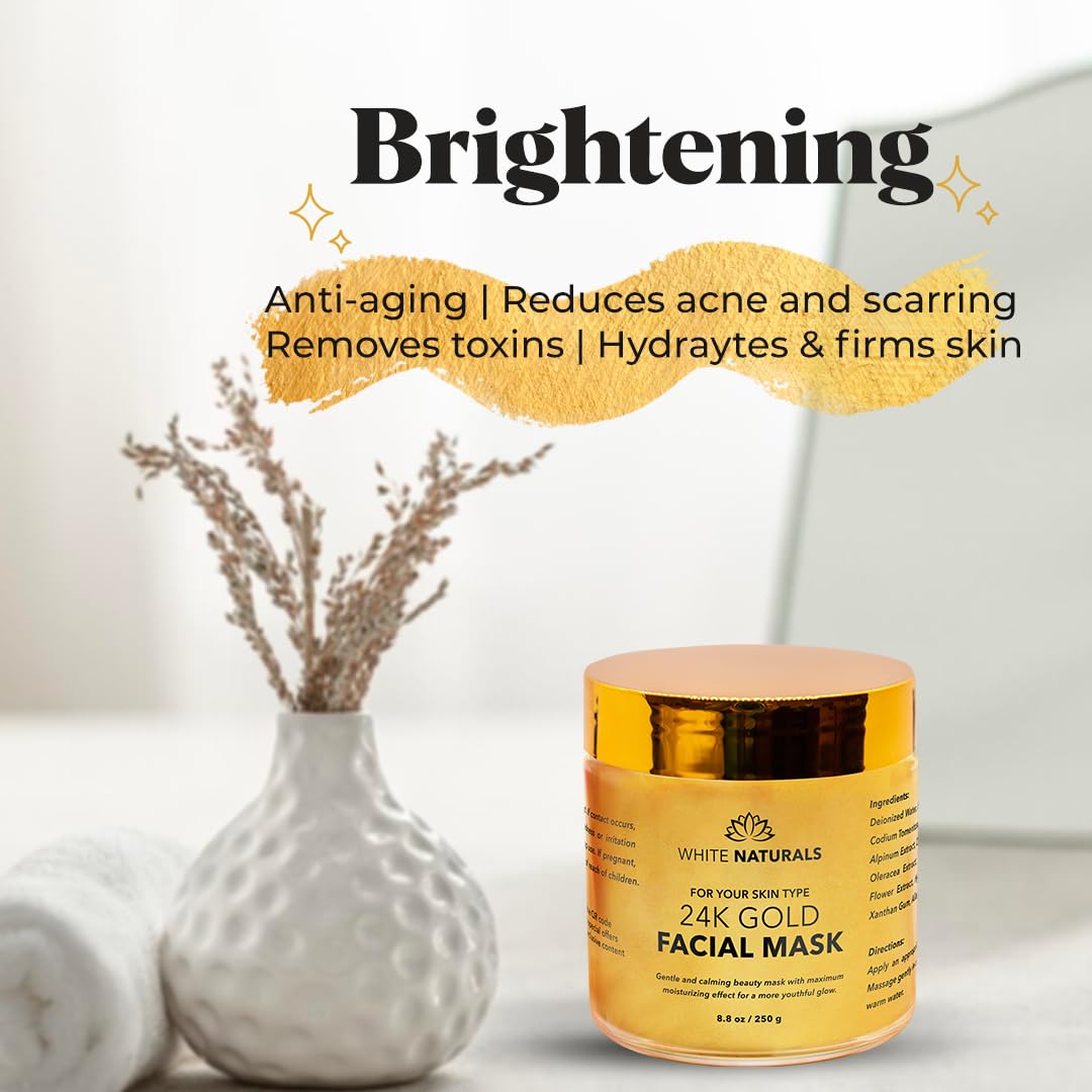 White Naturals 24K oro mascarilla: brillo natural que resalta la textura de la piel.