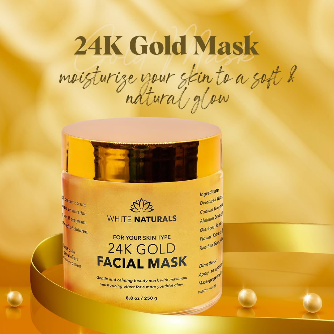 White Naturals 24K oro mascarilla: relajación en casa con experiencia spa.