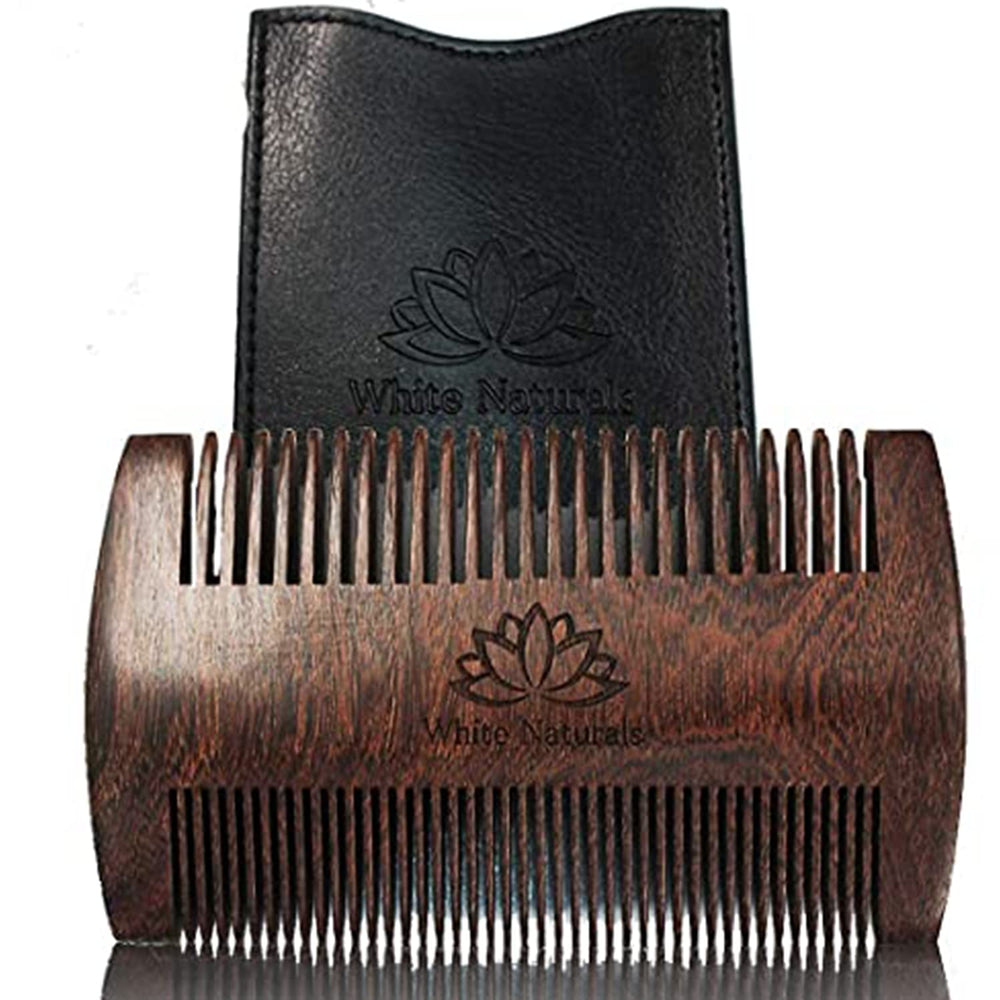 White Naturals peine barba madera sandalo, acabado suave para un peinado uniforme.