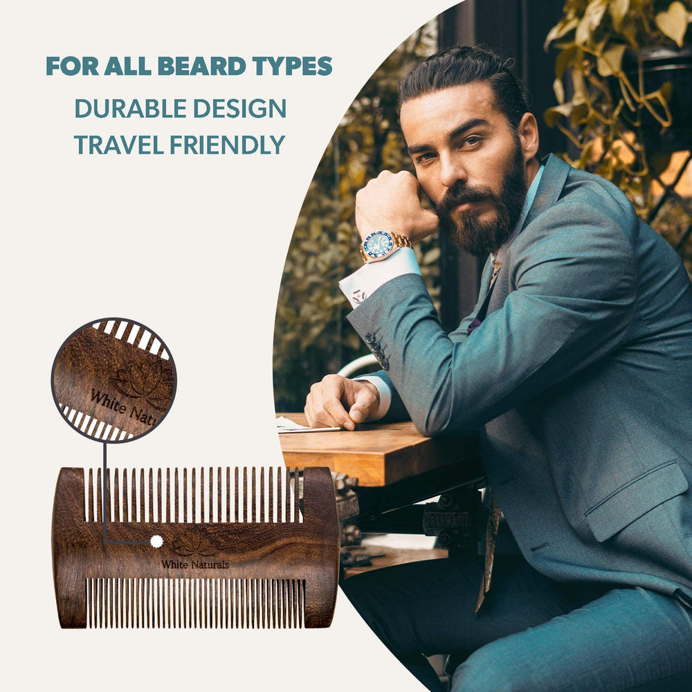 White Naturals peine barba portátil para barba, tamaño de bolsillo.