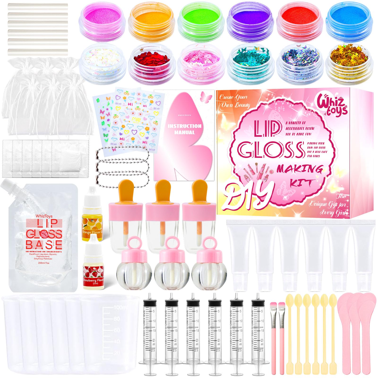 WhizToys kit brillo labial base hidratante para labios, aplicación suave.