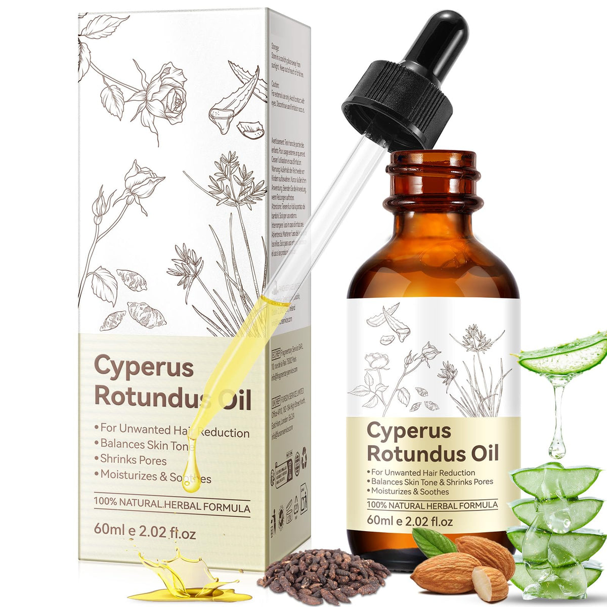 WHLH Y WELL-BEING botella de aceite puro de Cyperus Rotundus para piel suave.