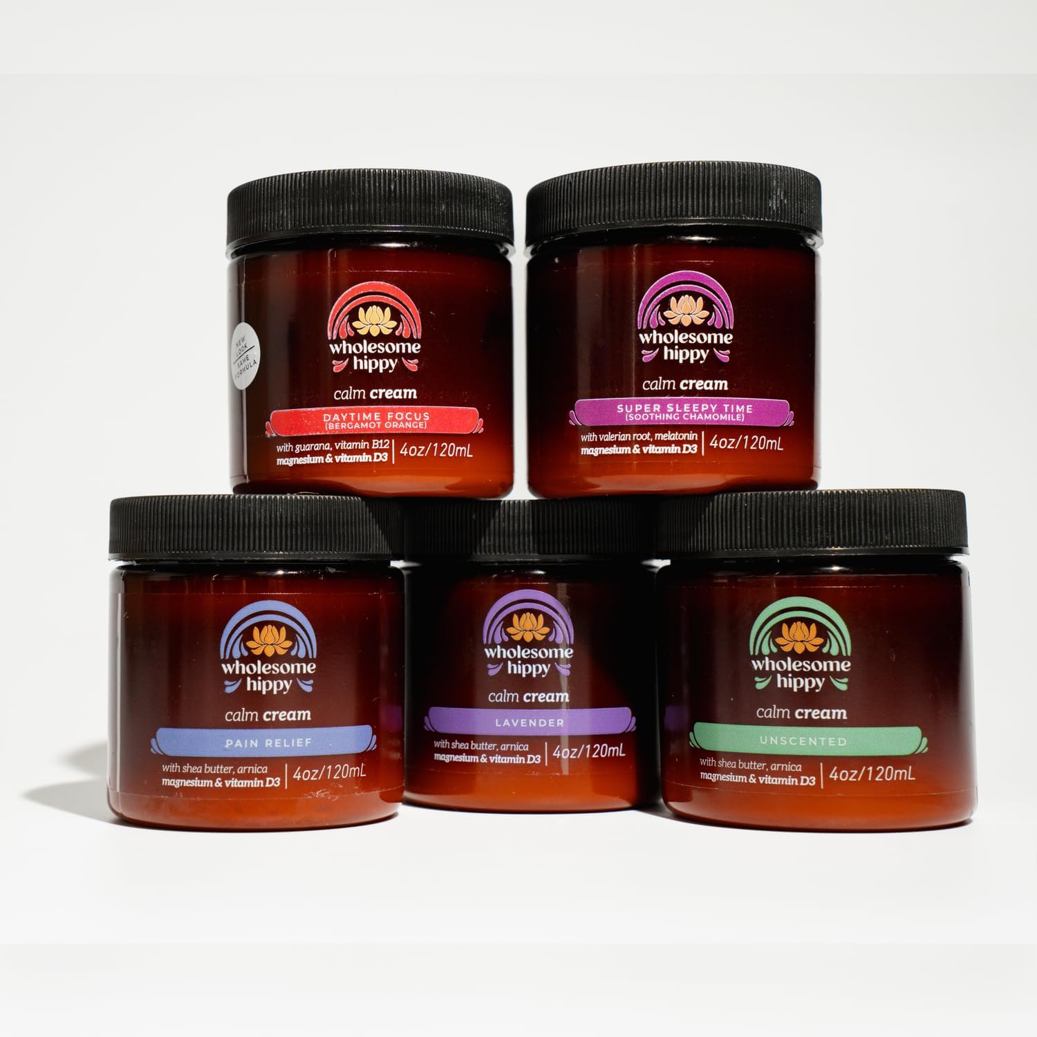 Wholesome Hippy Calm Body Cream with shea cocoa and mango butters for deep hydration.