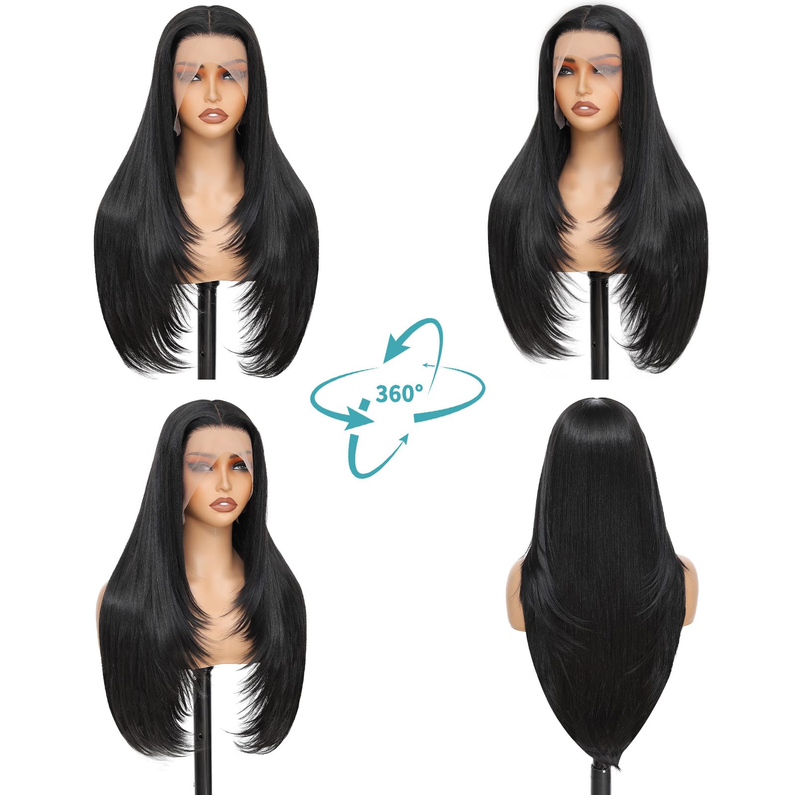 Peluca sintética WIGAGA con sensación de cabello humano y movimiento natural.