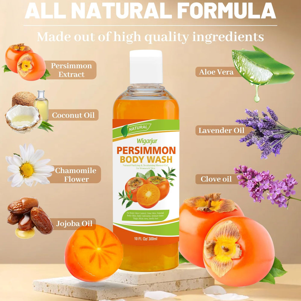 Wigarjur Persimmon: espuma de ducha en manos, purificante y refrescante