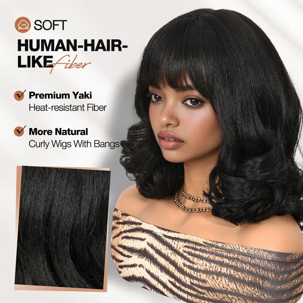 WIGER Yaki Texture bob corto negro con textura realista