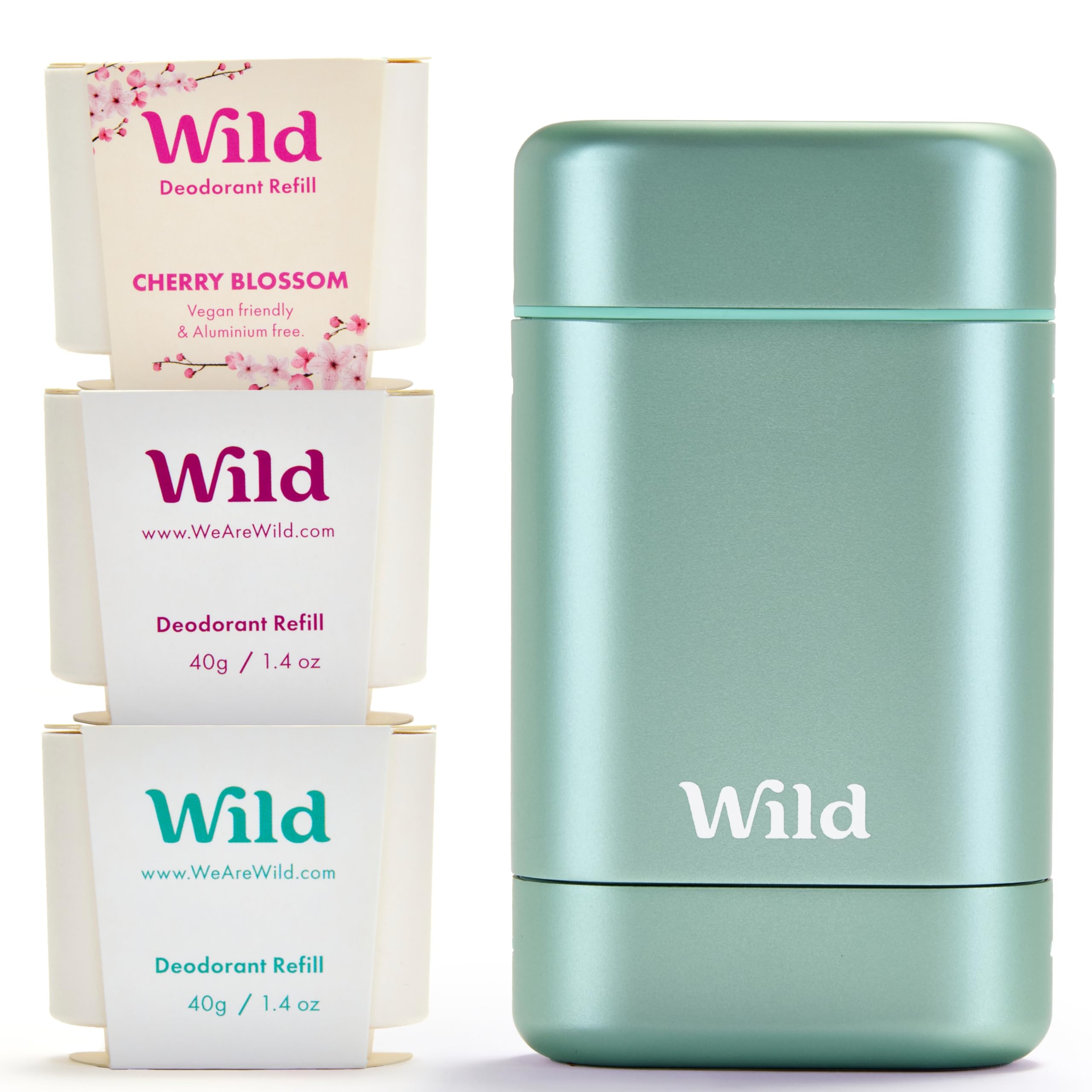 Desodorante Wild Aqua Case: botella recargable sin aluminio para uso diario.