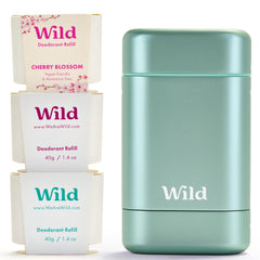 Desodorante Wild Aqua Case: botella recargable sin aluminio para uso diario.