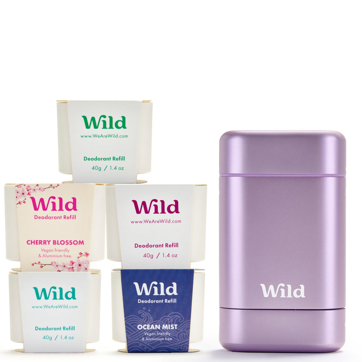 Wild Kit Full Monty: estuche morado con recambios para protección duradera sin aluminio