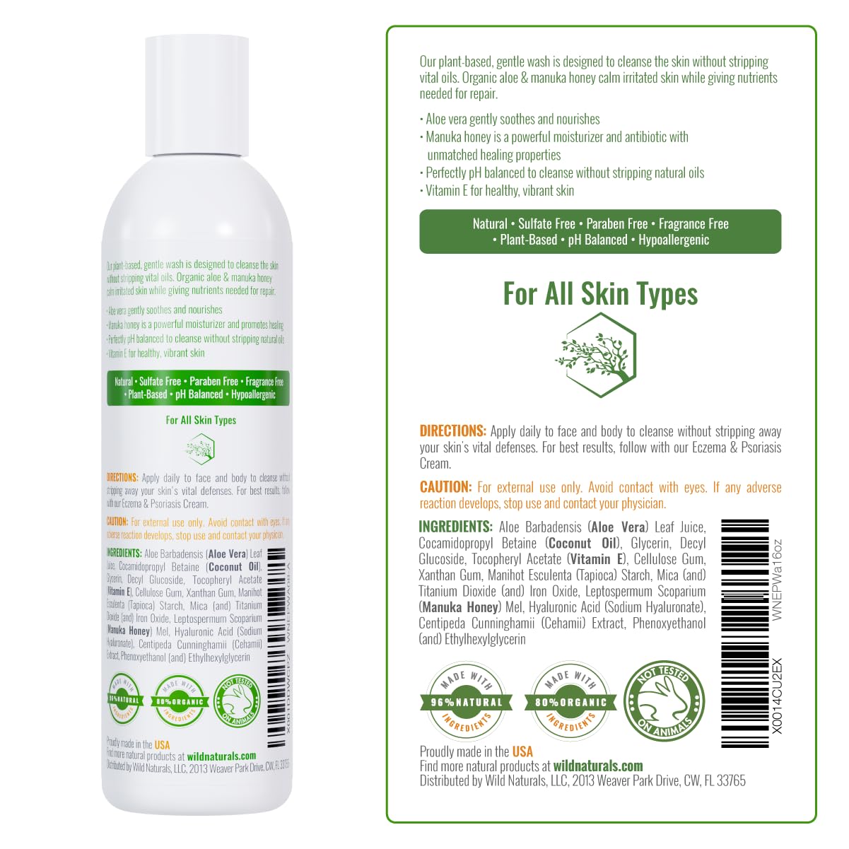 Wild Naturals libre de crueldad, producto no probado en animales.