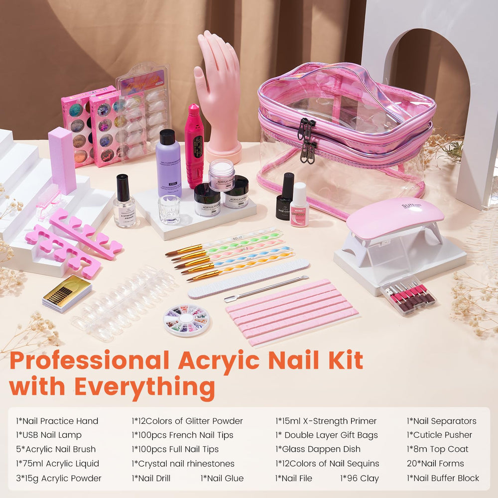 Wilfniee bolsa cosmética rosa para organizar herramientas de manicura.