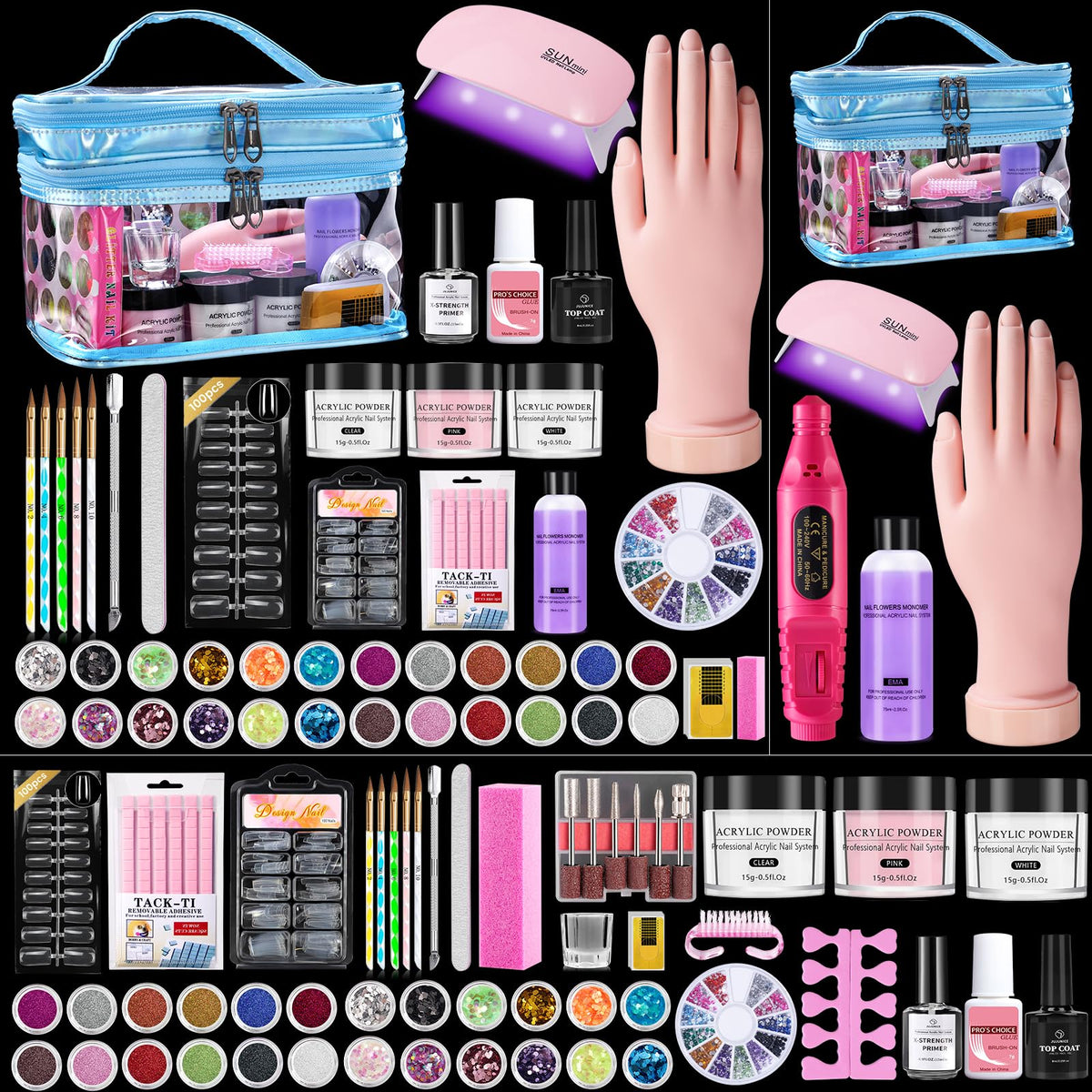 Wilfniee kit inicial de uñas con polvo acrílico profesional para uso en casa