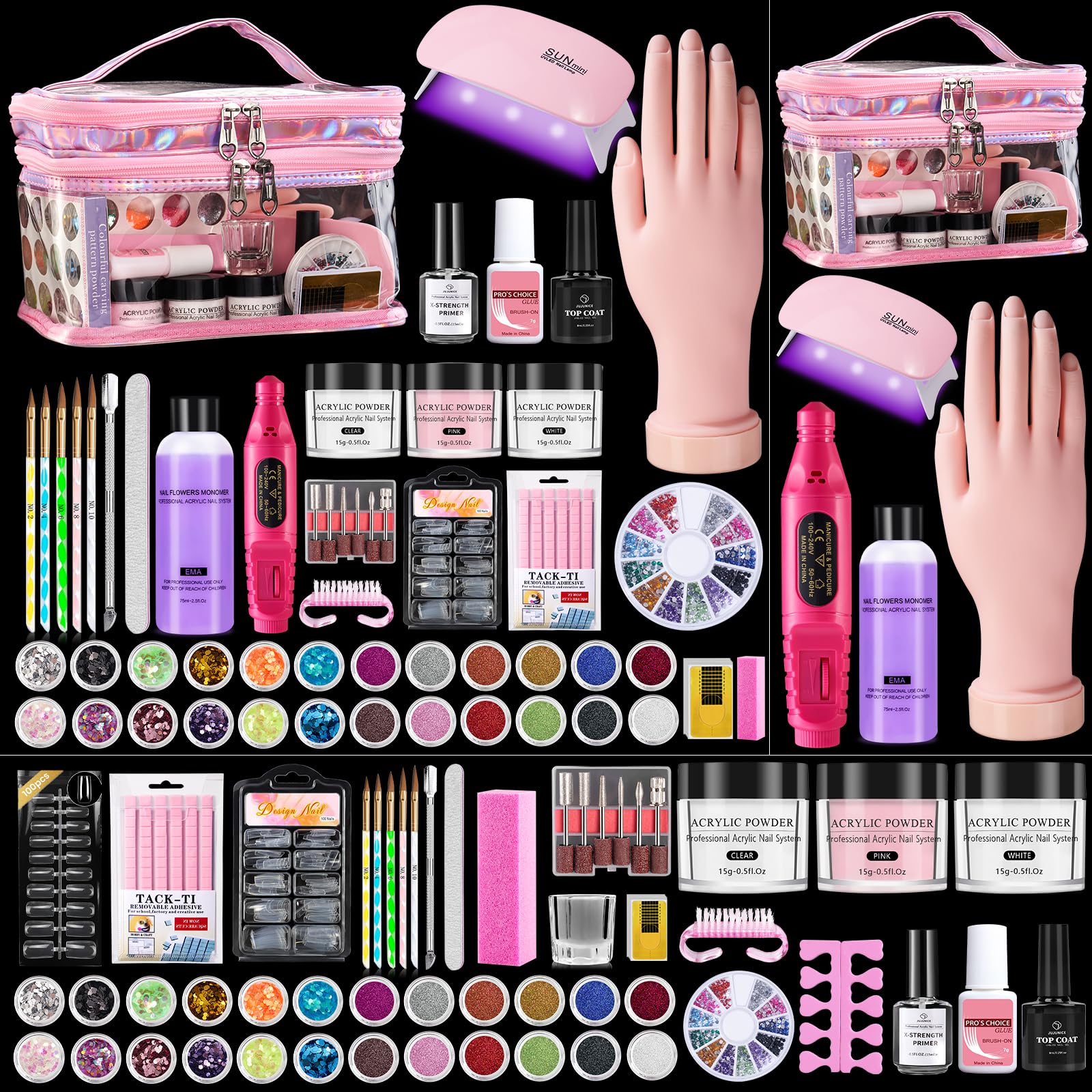Wilfniee kit de uñas acrílicas para principiantes, todo en uno para practicar en casa.