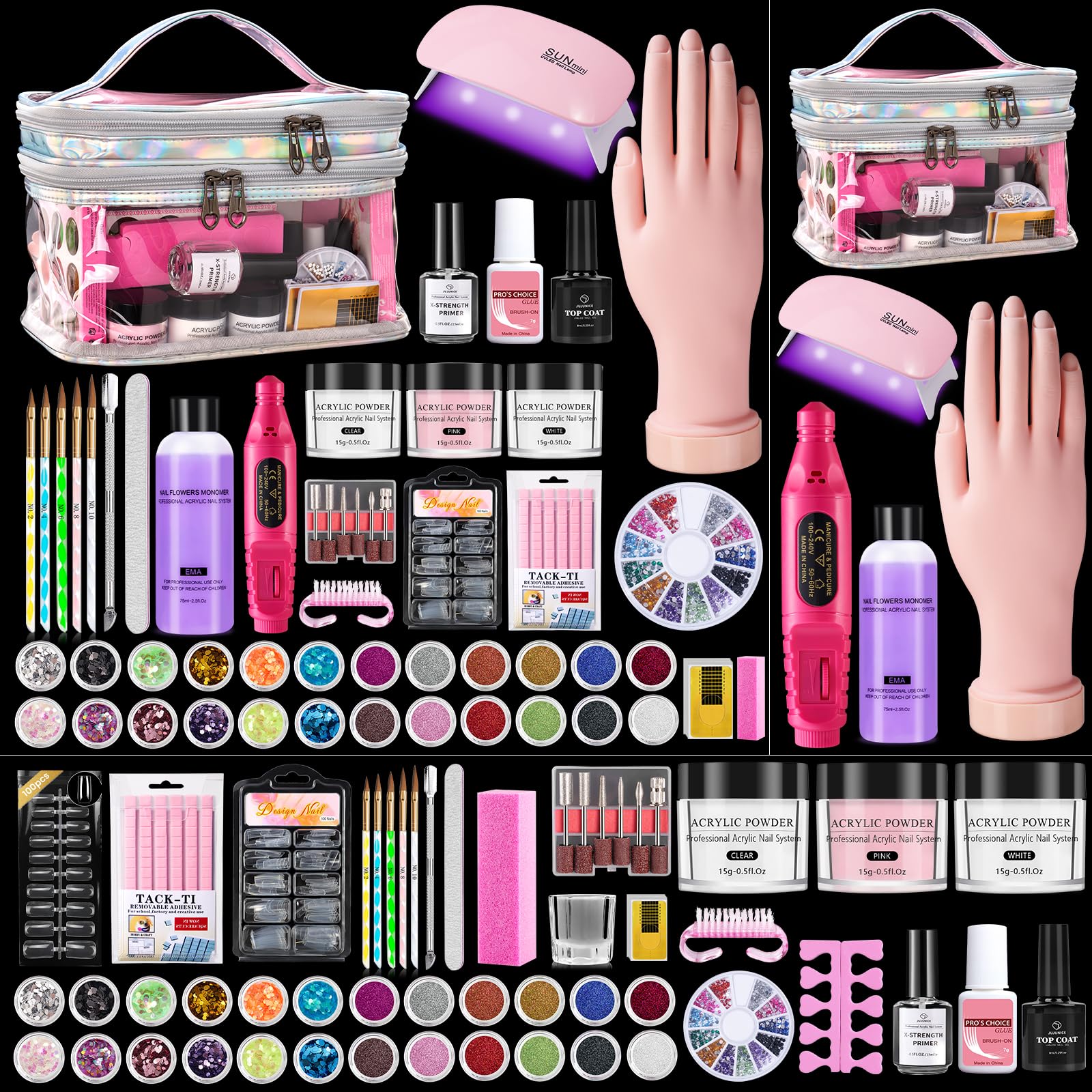 Wilfniee kit uñas principiantes con líquido acrílico 75 ml para adherencia duradera.