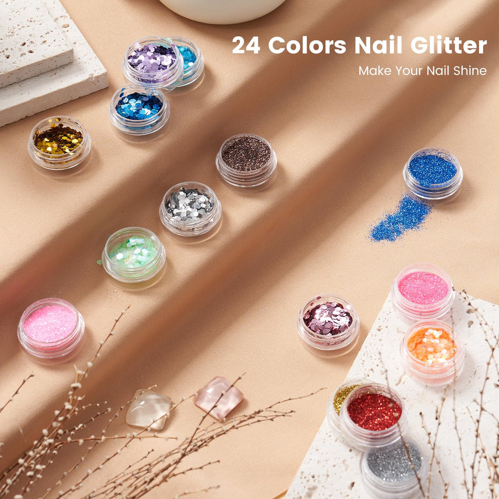 Secuencias decorativas Wilfniee, 24 colores para personalizar uñas