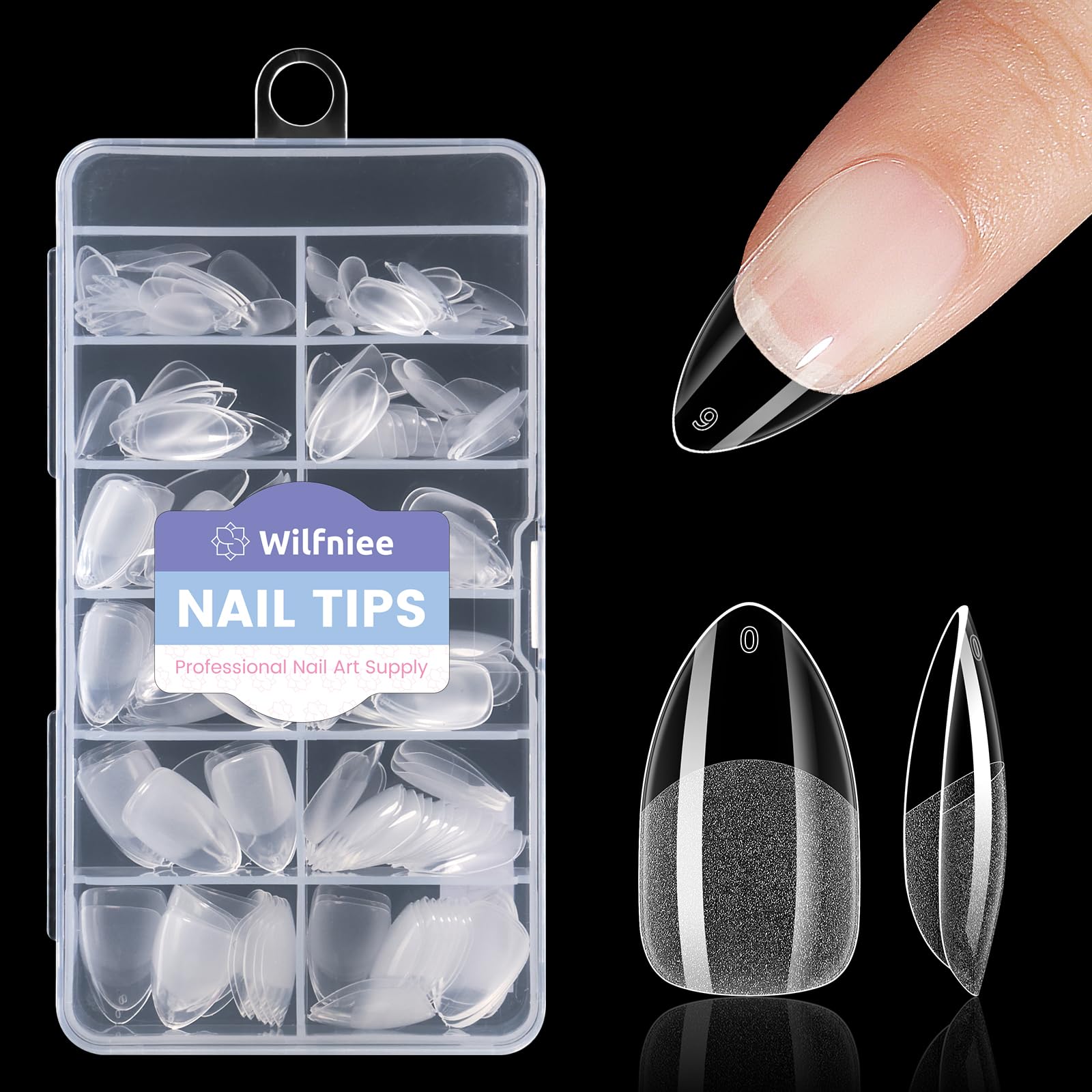 Wilfniee tapas de uñas almendra media regalo práctico para aficionados al arte de uñas.