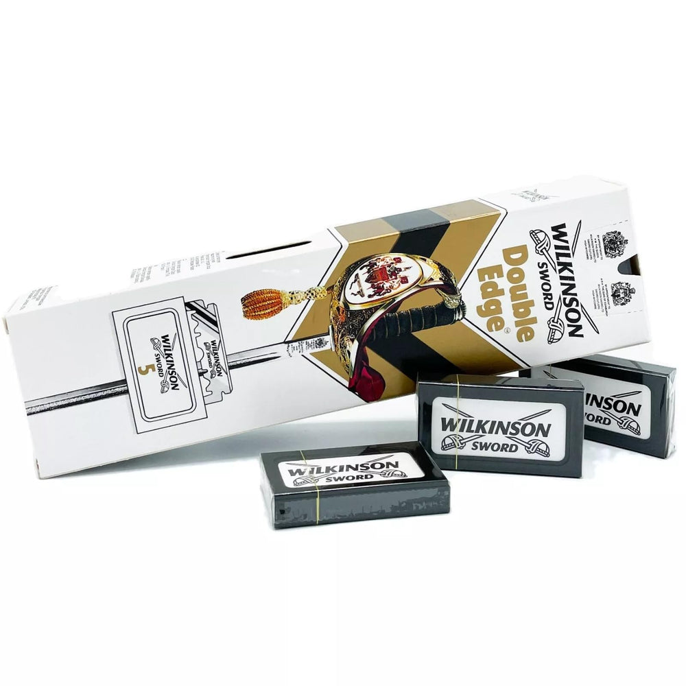 Wilkinson Sword, hojas de afeitar de doble filo, primer plano, ideal para afeitado suave.