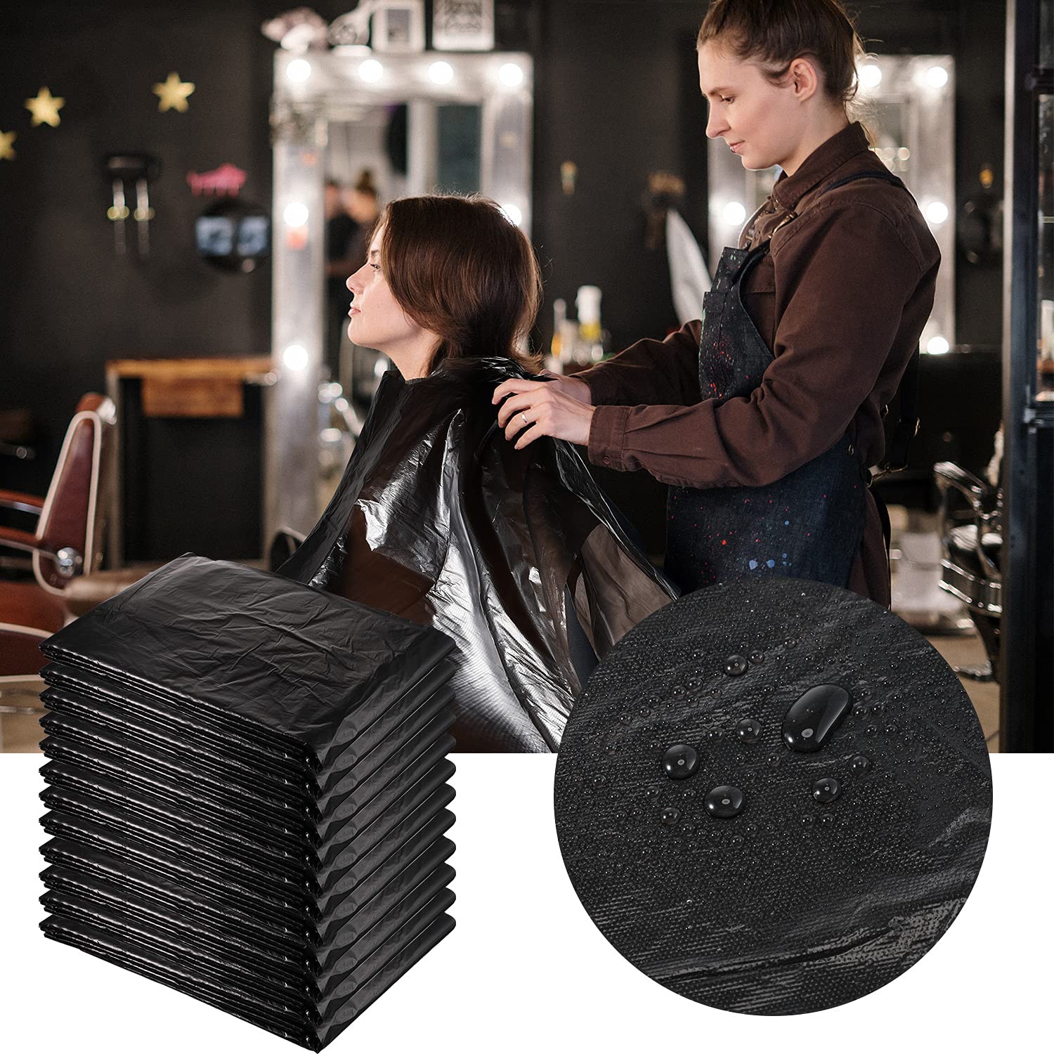 Capa WILLBOND desechable negra en uso profesional, resistente al agua