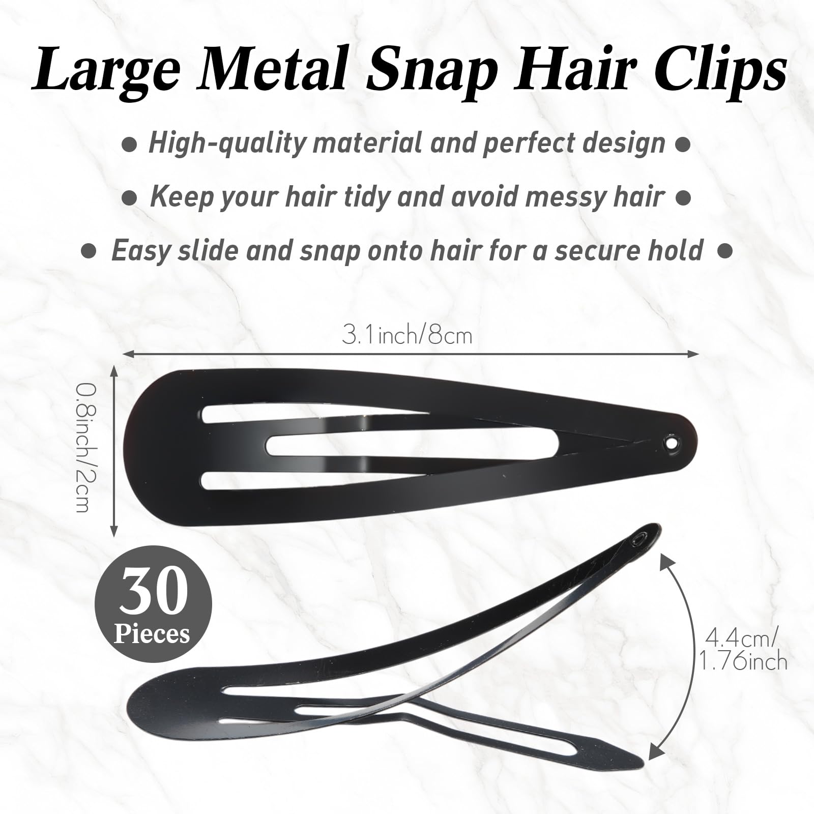 Willbond clip metálico grande de 3.1 pulgadas para moños y coletas.