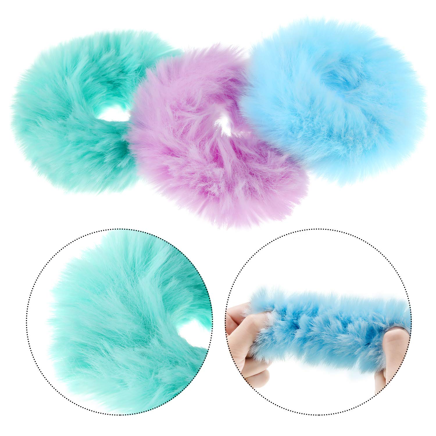 Willbond gomas pelo pompones detalle peludo: añade textura suave a coletas y moños