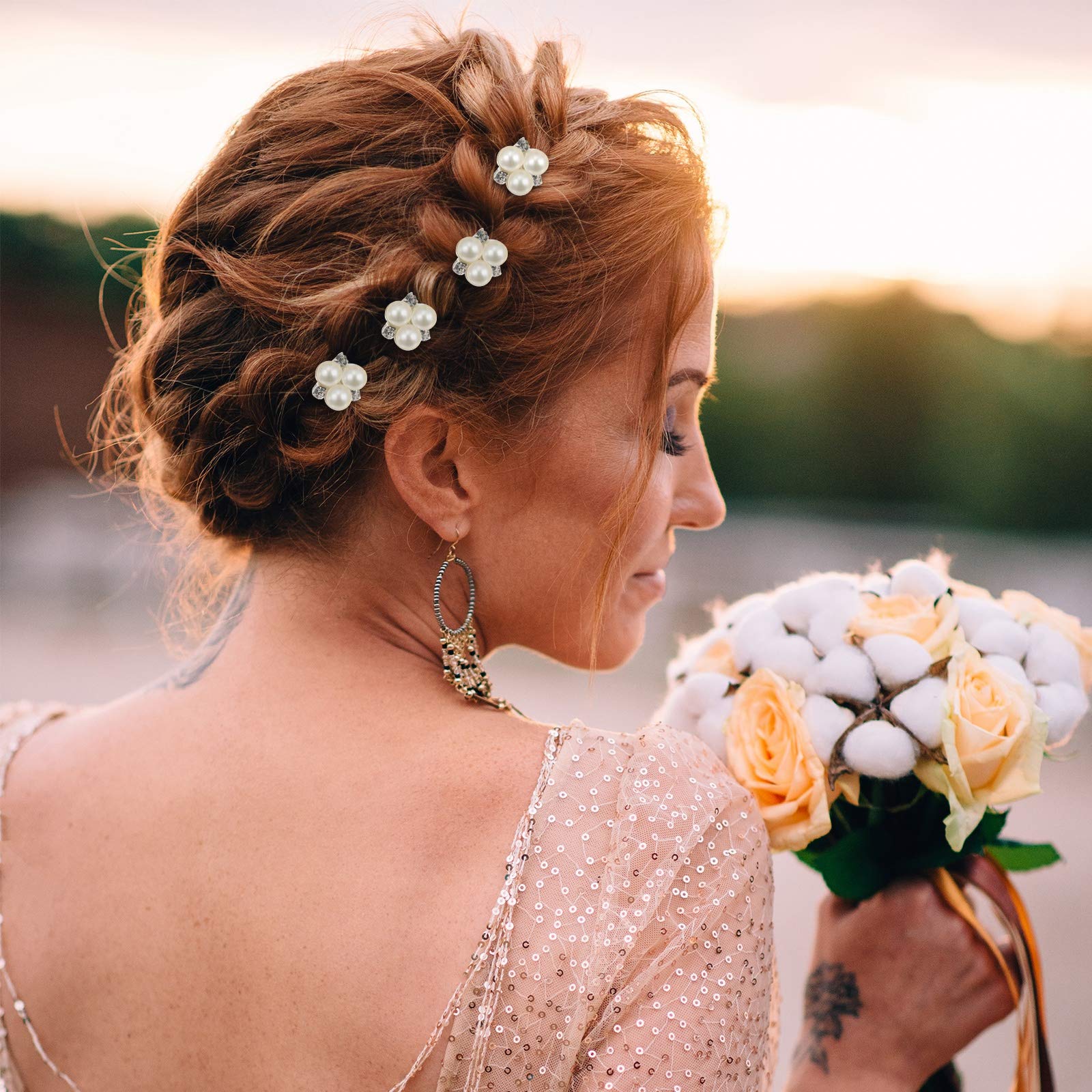 WILLBOND horquillas de perlas y cristales para damas de honor, complemento elegante