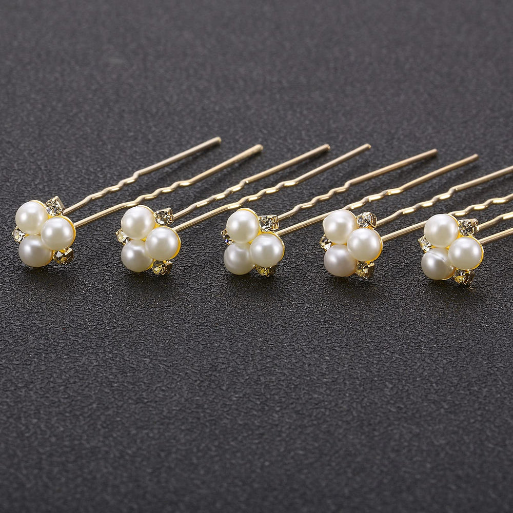 Willbond horquillas de pelo oro rosado para novia con perlas.