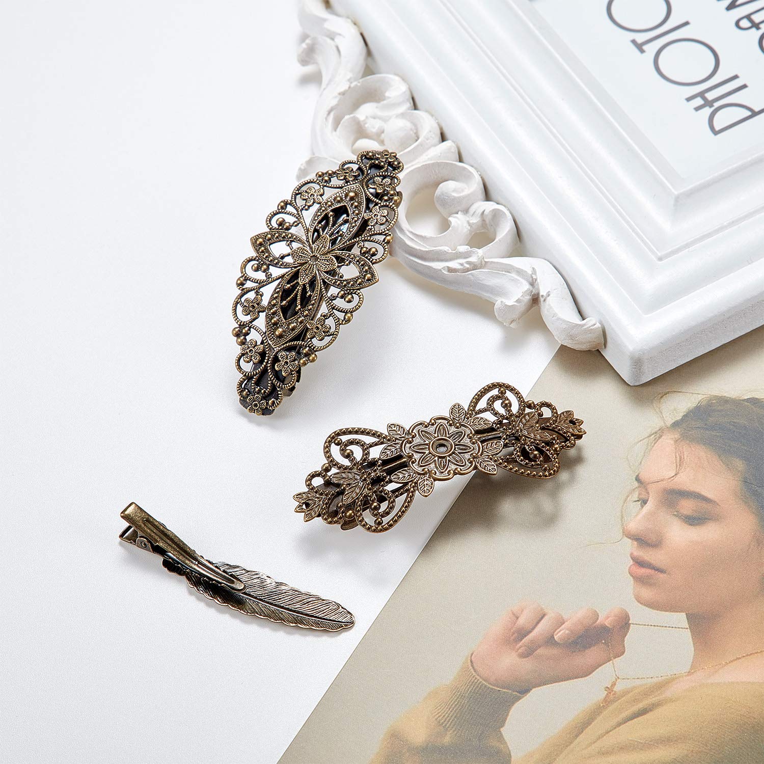 Pinzas Willbond detalle bronce con flor y hoja