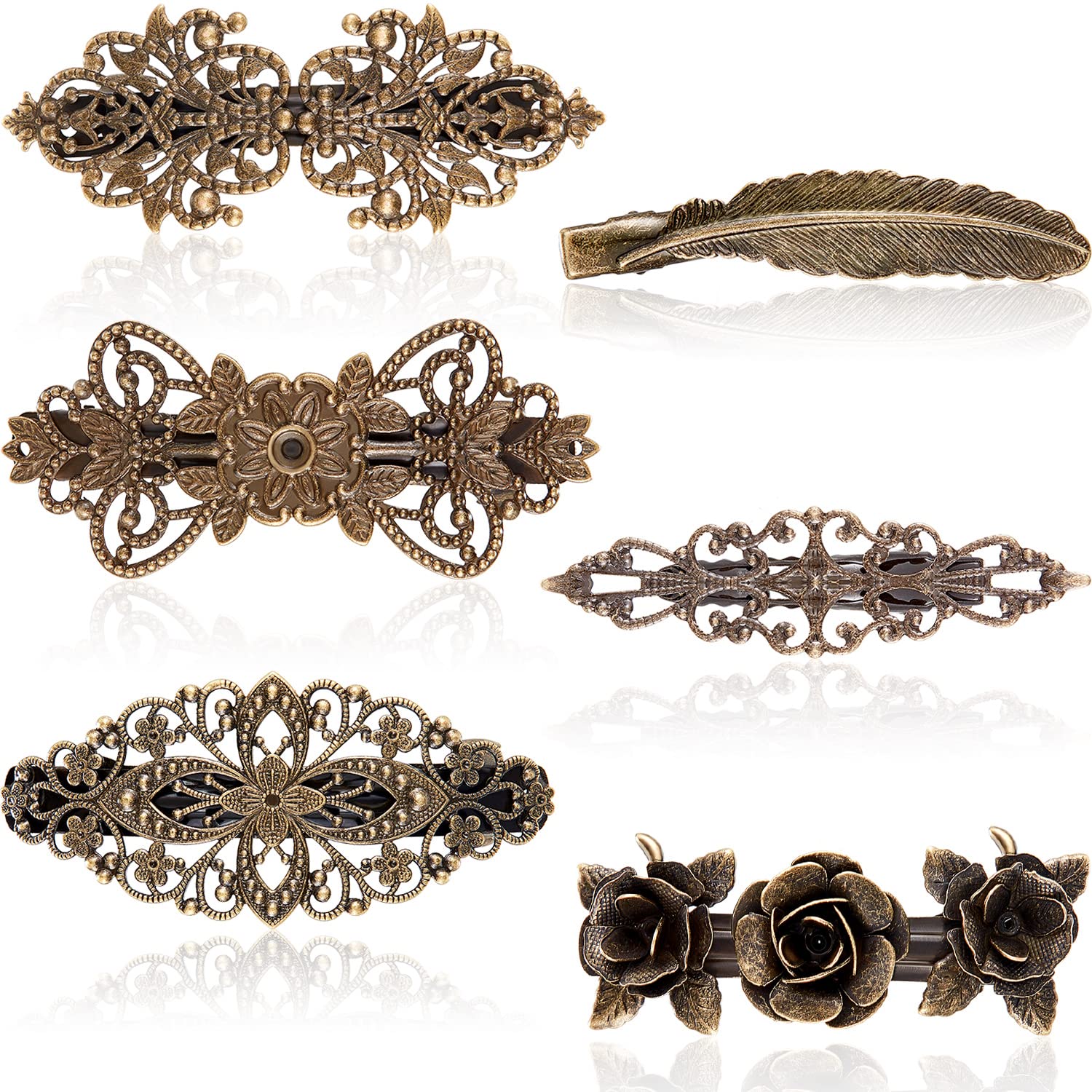 Pinzas Willbond vintage bronce con rosas para bodas