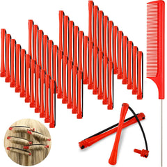 Willbond rulos cortos de 6 cm rojos para rizos sin calor.