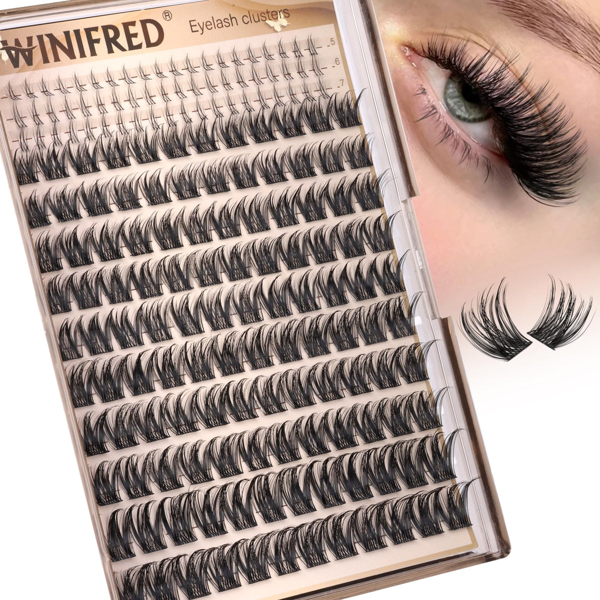 Winifred clusters efecto wispy, pestañas inferiores para mirada natural.