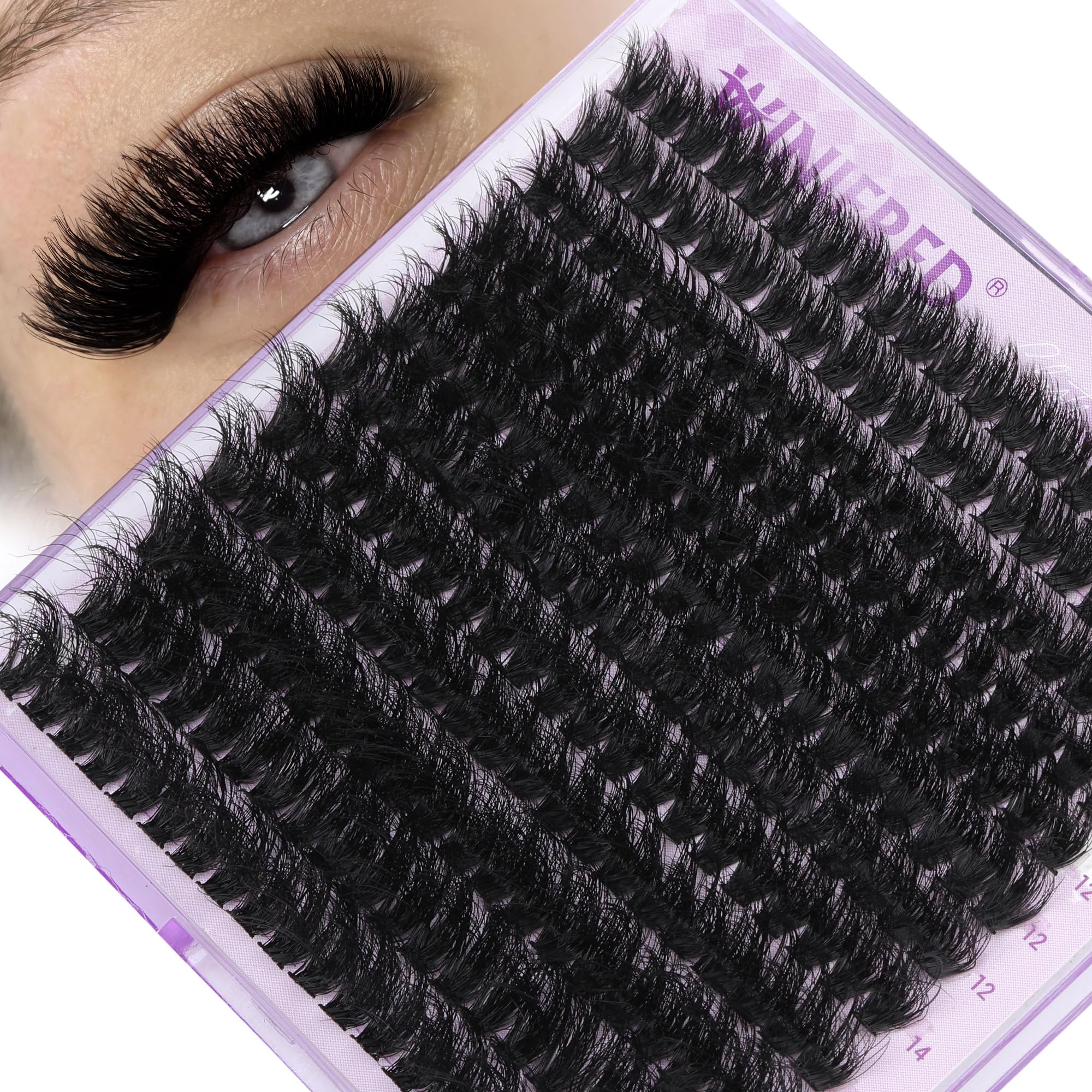 Winifred conjunto de pestañas cluster 80D para volumen intenso y duradero en cualquier estilo