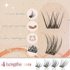 Conjunto natural de pestañas agrupadas 8-14 mm de Winifred, apariencia real