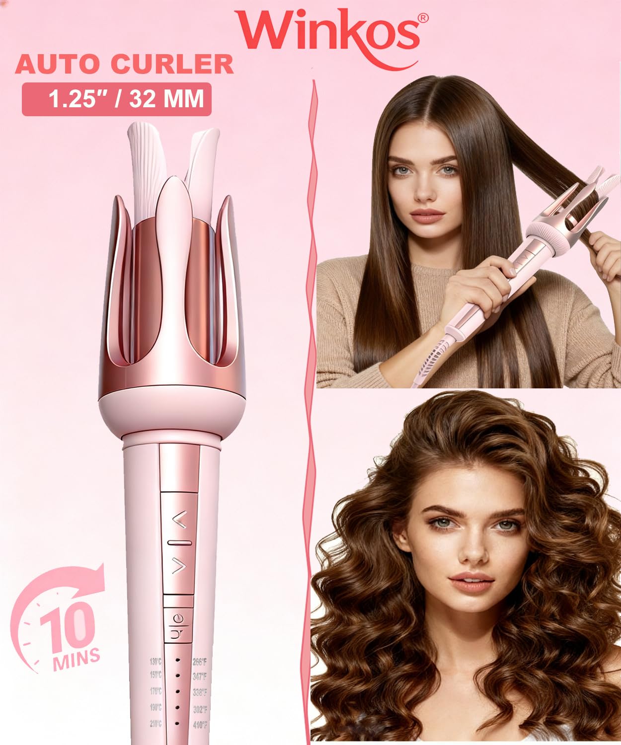 Winkos ajustes de temperatura precisos para distintos tipos de cabello.