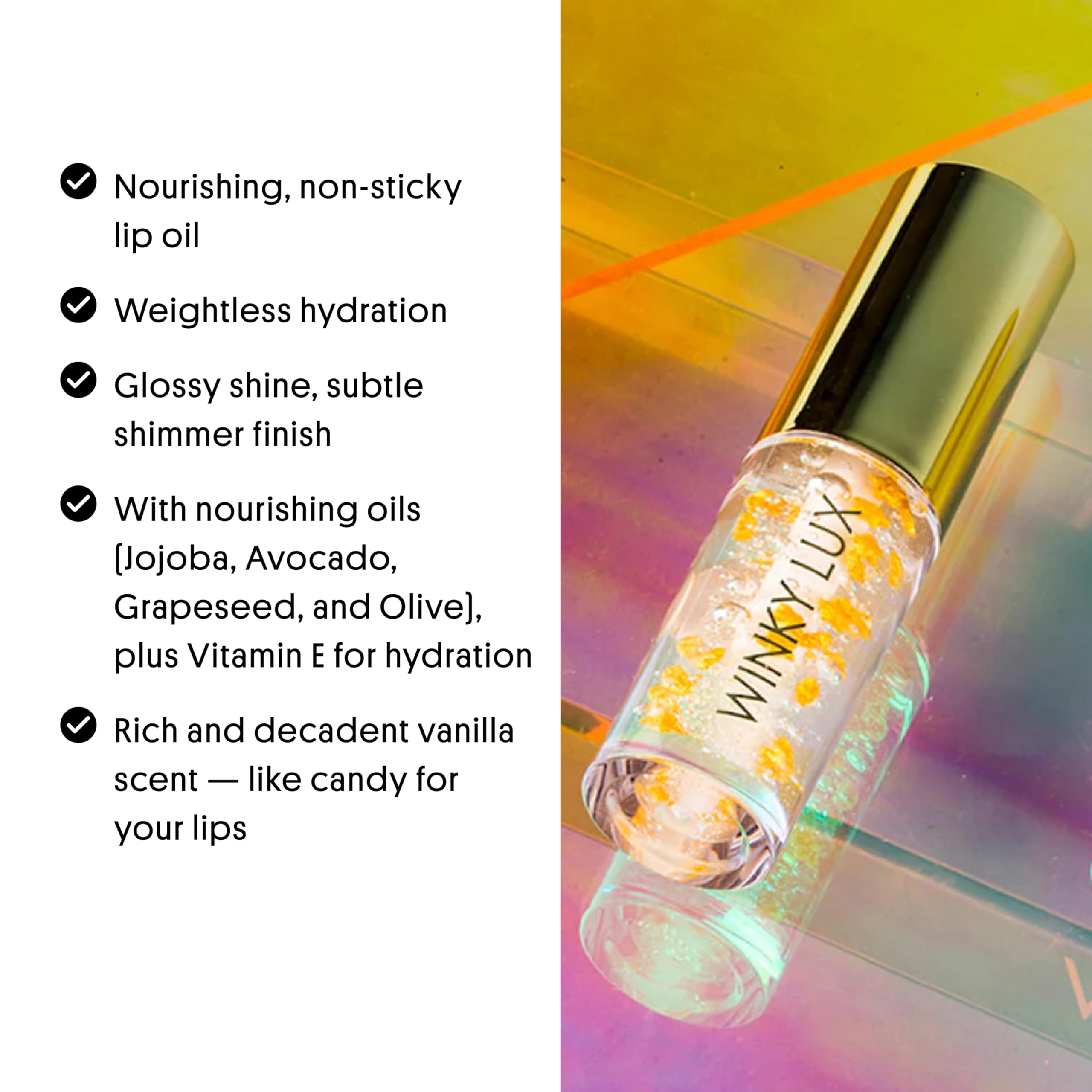 Winky Lux In The Stars Lip Oil nutre con aceites y vitamina E.