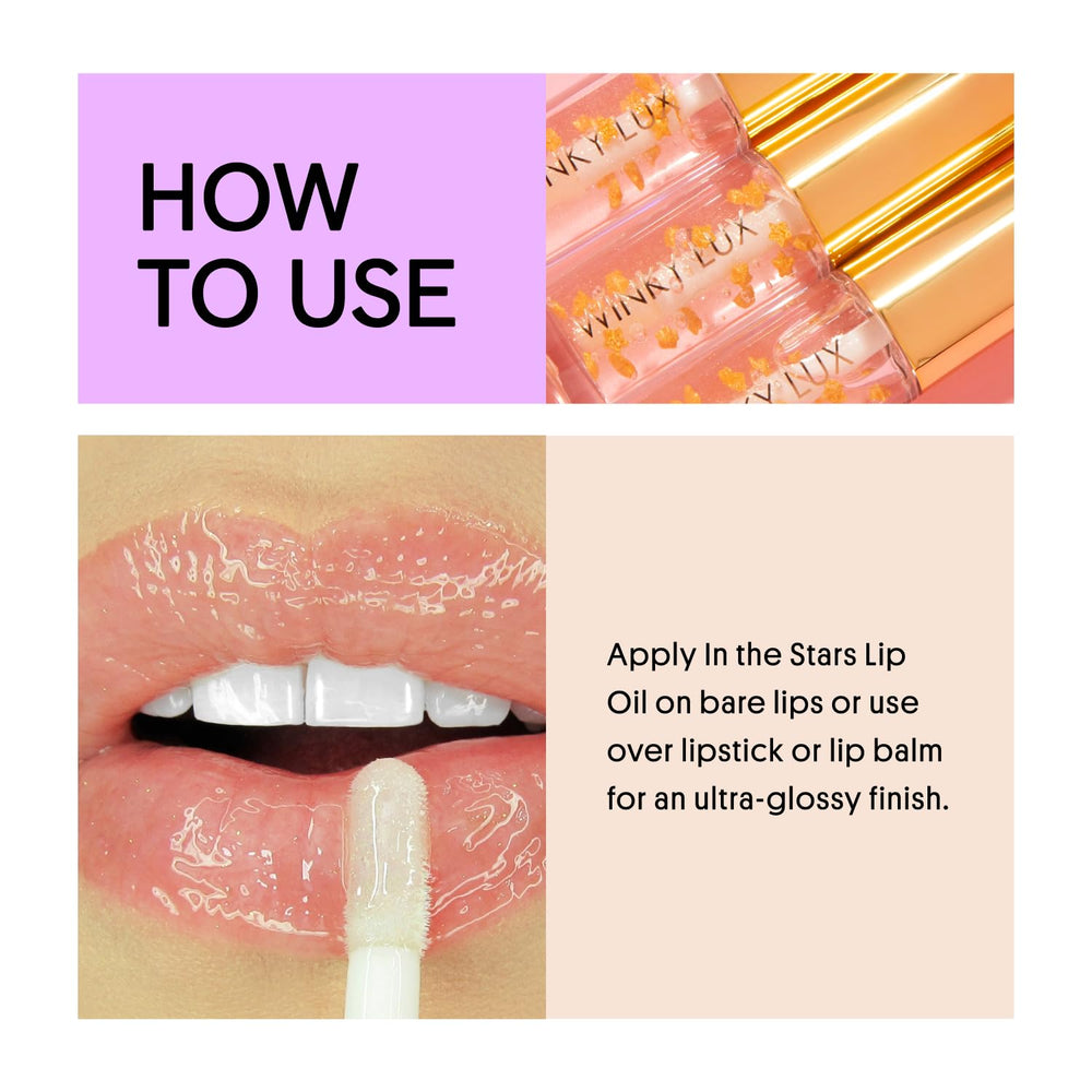 Winky Lux In The Stars Lip Oil es vegano y cruelty-free con envase sostenible.