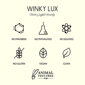 Winky Lux Wakey Wakey formulado sin sulfatos, vegano y libre de crueldad