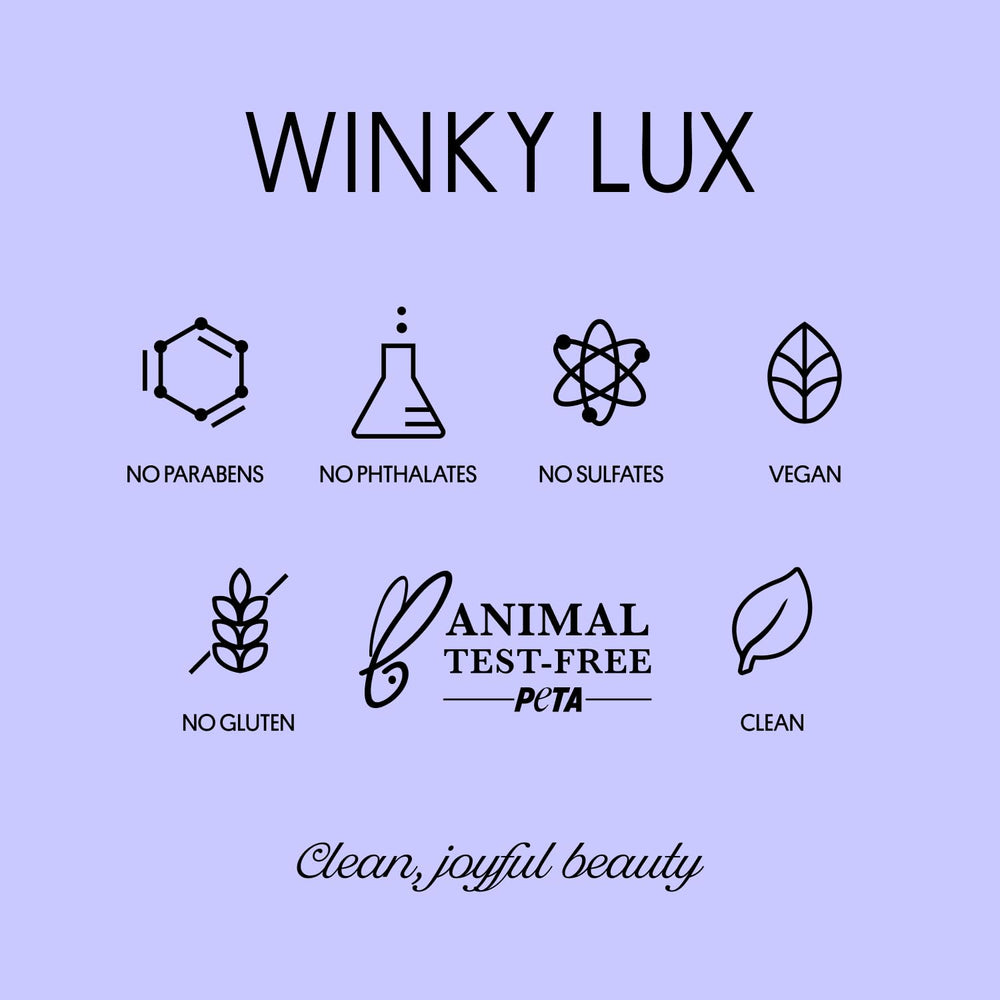Winky Lux Amethyst Glimmer Balm libre de crueldad y empaques responsables.