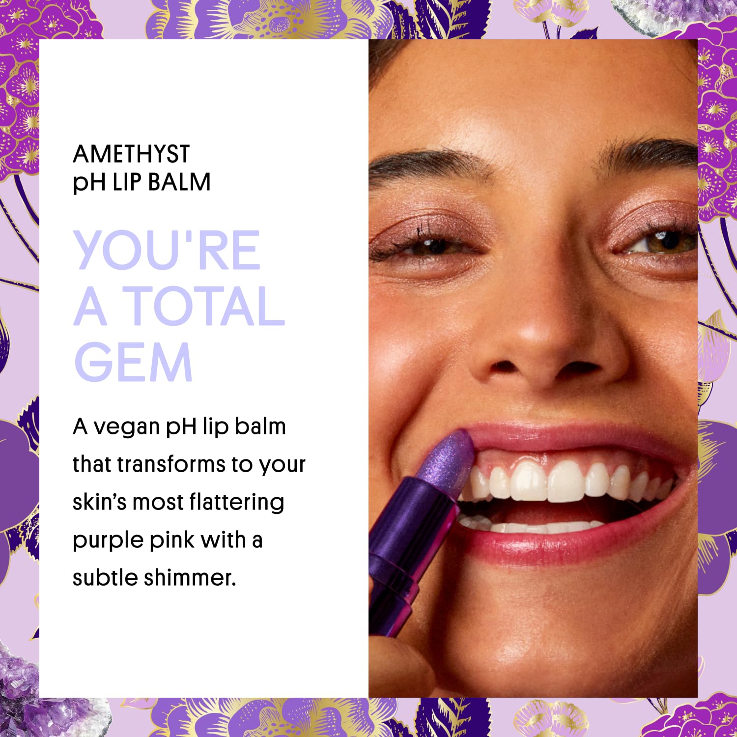 Winky Lux Amethyst Glimmer Balm tono amatista se adapta para un color natural.